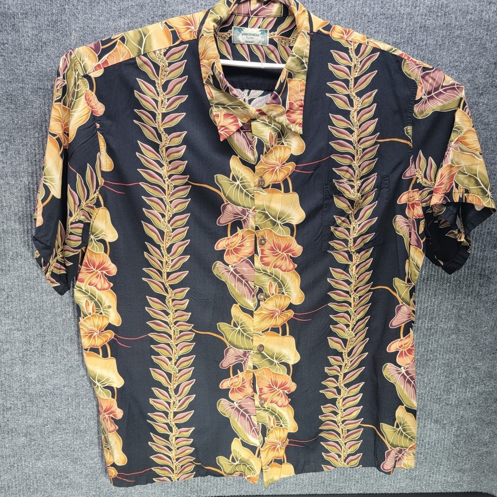 Vintage Kamehameha Hawaiian Aloha Shirt Black Floral Rayon 3XL